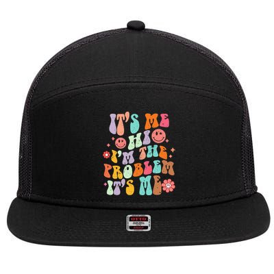 Funny Sarcasm Humor I'm A Problem Retro Groovy 7 Panel Mesh Trucker Snapback Hat