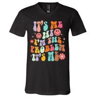 Funny Sarcasm Humor I'm A Problem Retro Groovy V-Neck T-Shirt
