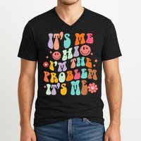 Funny Sarcasm Humor I'm A Problem Retro Groovy V-Neck T-Shirt