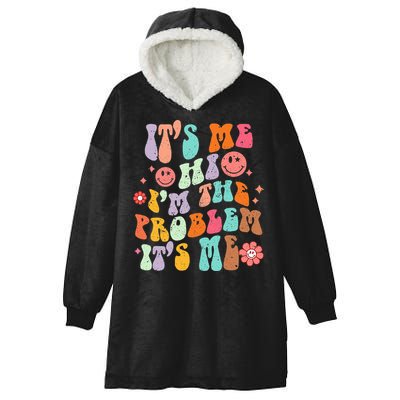 Funny Sarcasm Humor I'm A Problem Retro Groovy Hooded Wearable Blanket
