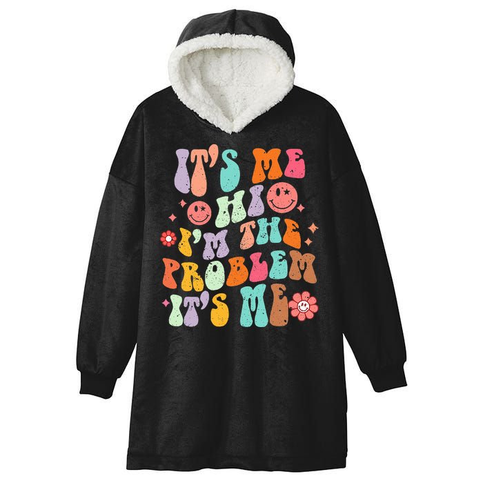 Funny Sarcasm Humor I'm A Problem Retro Groovy Hooded Wearable Blanket