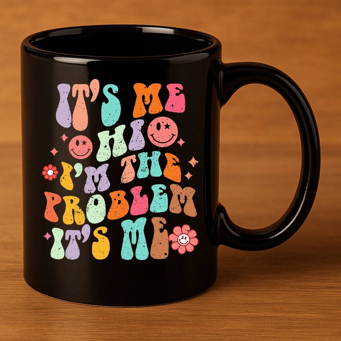 Funny Sarcasm Humor I'm A Problem Retro Groovy 11oz C Handle Ceramic Mug