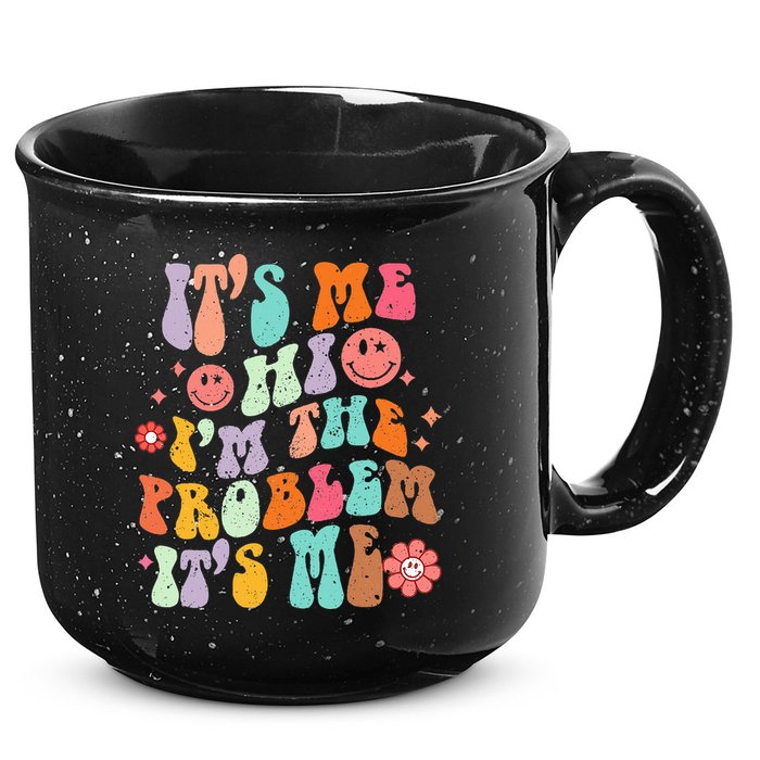 Funny Sarcasm Humor I'm A Problem Retro Groovy 15oz Campfire Ceramic Mug