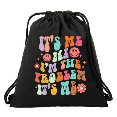 Funny Sarcasm Humor I'm A Problem Retro Groovy Drawstring Bag