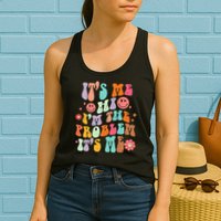 Funny Sarcasm Humor I'm A Problem Retro Groovy Womens Tank Top