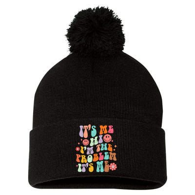 Funny Sarcasm Humor I'm A Problem Retro Groovy Pom Pom 12in Knit Beanie