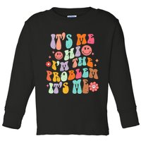 Funny Sarcasm Humor I'm A Problem Retro Groovy Toddler Long Sleeve Shirt