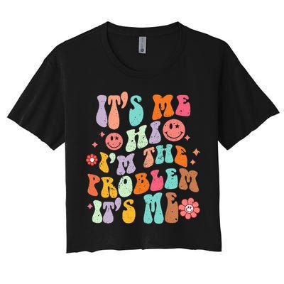 Funny Sarcasm Humor I'm A Problem Retro Groovy Crop Top