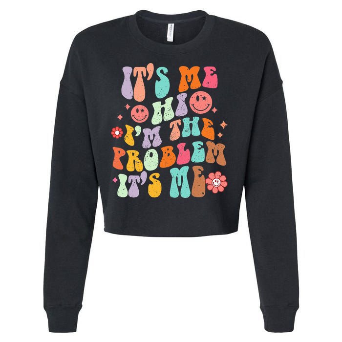 Funny Sarcasm Humor I'm A Problem Retro Groovy Cropped Pullover Crew