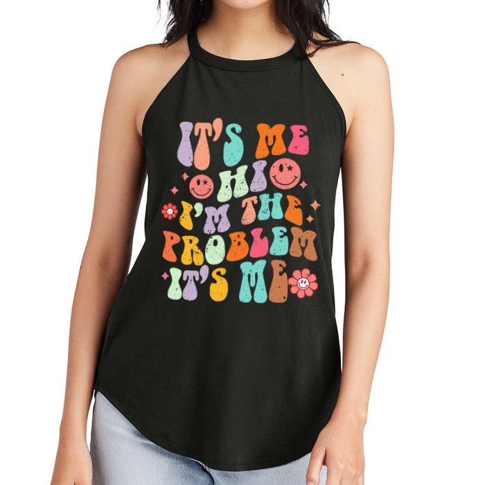 Funny Sarcasm Humor I'm A Problem Retro Groovy Women's Perfect Tri Rocker Tank