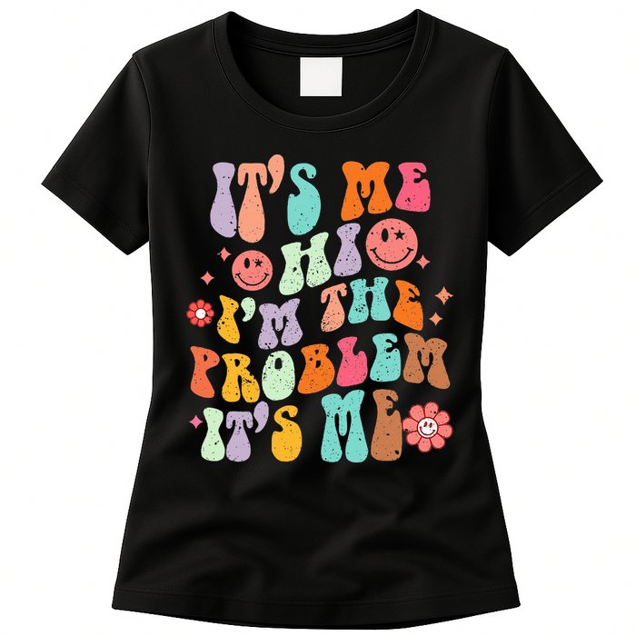 Funny Sarcasm Humor I'm A Problem Retro Groovy Womens T-Shirt