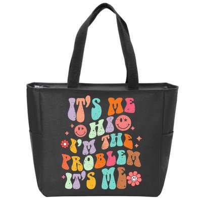 Funny Sarcasm Humor I'm A Problem Retro Groovy Zip Tote Bag