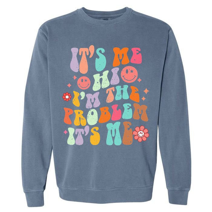 Funny Sarcasm Humor I'm A Problem Retro Groovy Garment-Dyed Sweatshirt
