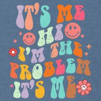 Funny Sarcasm Humor I'm A Problem Retro Groovy Garment-Dyed Sweatshirt