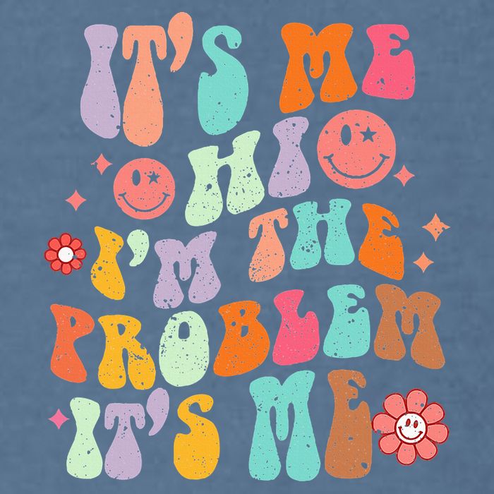 Funny Sarcasm Humor I'm A Problem Retro Groovy Garment-Dyed Sweatshirt