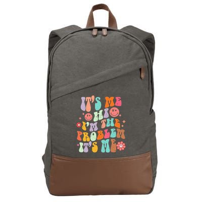 Funny Sarcasm Humor I'm A Problem Retro Groovy Cotton Canvas Backpack