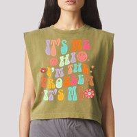 Funny Sarcasm Humor I'm A Problem Retro Groovy Garment-Dyed Women's Muscle Tee