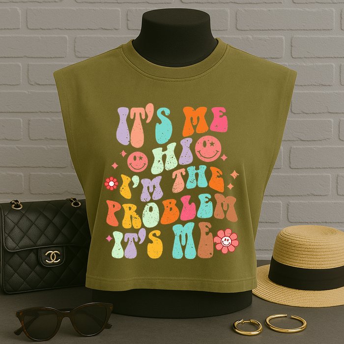 Funny Sarcasm Humor I'm A Problem Retro Groovy Garment-Dyed Women's Muscle Tee