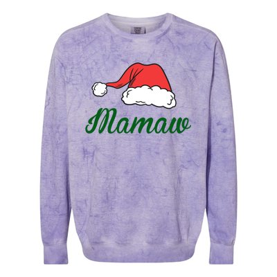 Funny Santa Hat Christmas Costume Family Matching Mamaw Gift Colorblast Crewneck Sweatshirt