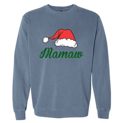 Funny Santa Hat Christmas Costume Family Matching Mamaw Gift Garment-Dyed Sweatshirt