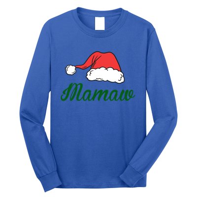 Funny Santa Hat Christmas Costume Family Matching Mamaw Gift Long Sleeve Shirt