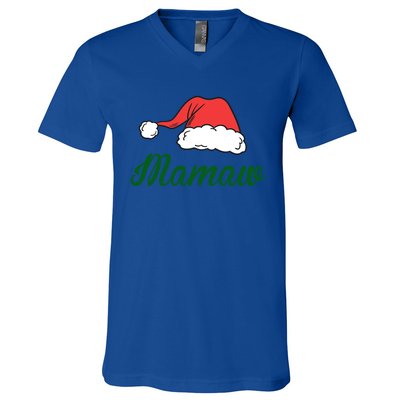 Funny Santa Hat Christmas Costume Family Matching Mamaw Gift V-Neck T-Shirt