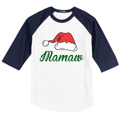 Funny Santa Hat Christmas Costume Family Matching Mamaw Gift Baseball Sleeve Shirt