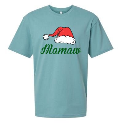 Funny Santa Hat Christmas Costume Family Matching Mamaw Gift Sueded Cloud Jersey T-Shirt