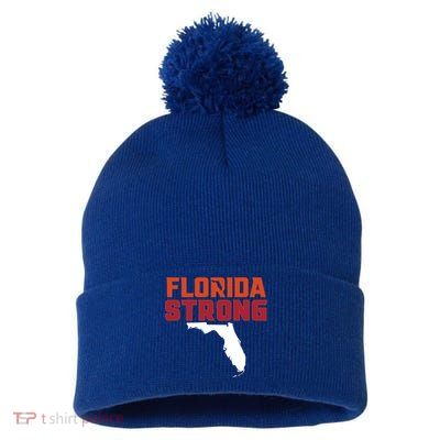 Florida Strong Hurricane Ian Support Florida Pom Pom 12in Knit Beanie