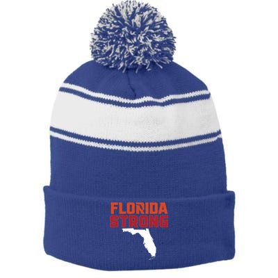 Florida Strong Hurricane Ian Support Florida Stripe Pom Pom Beanie