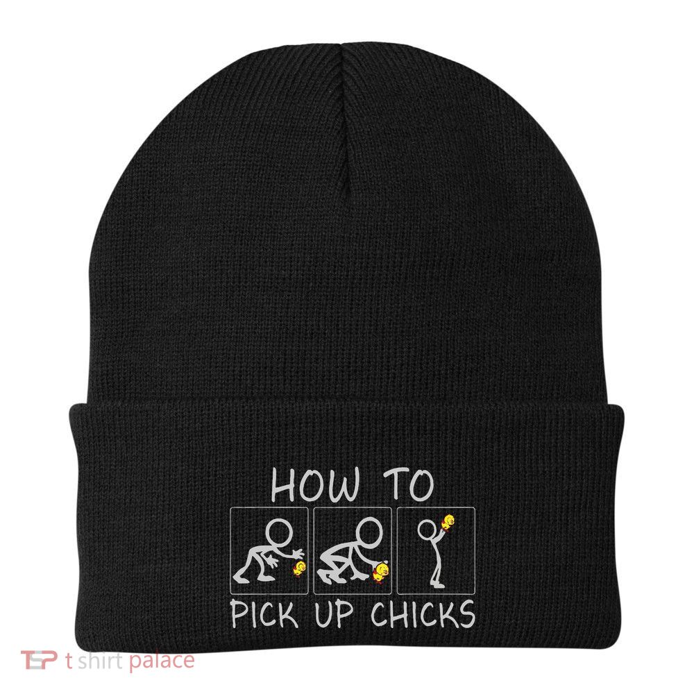 Funny Sarcastic How To Pick Up Chicks Knit Cap Winter Beanie