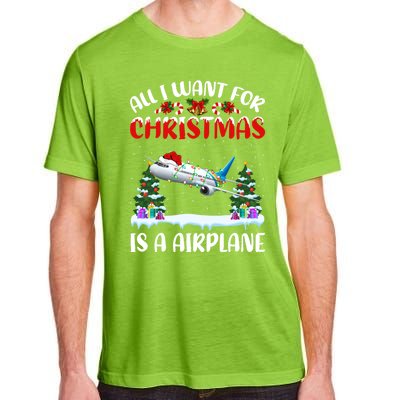 Funny Santa Hat All I Want For Christmas Is A Airplane Meaningful Gift Adult ChromaSoft Performance T-Shirt