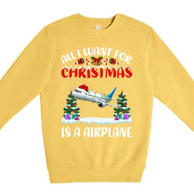 Funny Santa Hat All I Want For Christmas Is A Airplane Meaningful Gift Premium Crewneck Sweatshirt