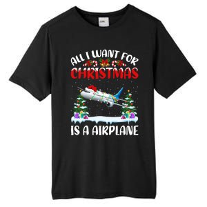 Funny Santa Hat All I Want For Christmas Is A Airplane Meaningful Gift Tall Fusion ChromaSoft Performance T-Shirt