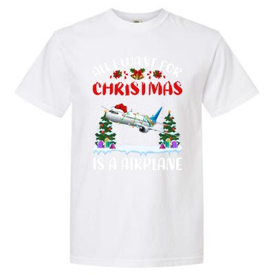 Funny Santa Hat All I Want For Christmas Is A Airplane Meaningful Gift Garment-Dyed Heavyweight T-Shirt