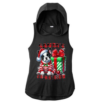 Frenchie Santa Hat & Christmas Lights Cute French Bulldog Ladies PosiCharge Tri-Blend Wicking Draft Hoodie Tank