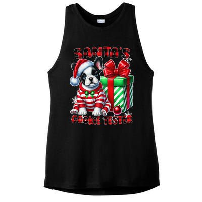 Frenchie Santa Hat & Christmas Lights Cute French Bulldog Ladies PosiCharge Tri-Blend Wicking Tank