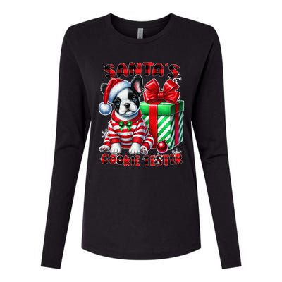 Frenchie Santa Hat & Christmas Lights Cute French Bulldog Womens Cotton Relaxed Long Sleeve T-Shirt