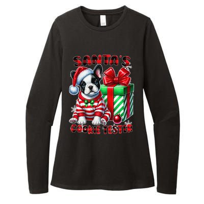 Frenchie Santa Hat & Christmas Lights Cute French Bulldog Womens CVC Long Sleeve Shirt