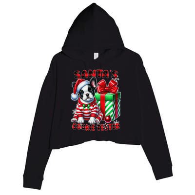 Frenchie Santa Hat & Christmas Lights Cute French Bulldog Crop Fleece Hoodie