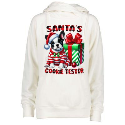 Frenchie Santa Hat & Christmas Lights Cute French Bulldog Womens Funnel Neck Pullover Hood