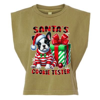 Frenchie Santa Hat & Christmas Lights Cute French Bulldog Garment-Dyed Women's Muscle Tee