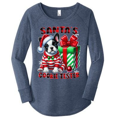 Frenchie Santa Hat & Christmas Lights Cute French Bulldog Women's Perfect Tri Tunic Long Sleeve Shirt