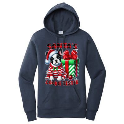 Frenchie Santa Hat & Christmas Lights Cute French Bulldog Women's Pullover Hoodie