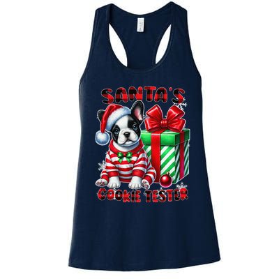 Frenchie Santa Hat & Christmas Lights Cute French Bulldog Women's Racerback Tank