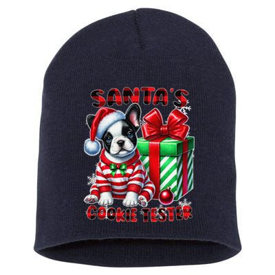 Frenchie Santa Hat & Christmas Lights Cute French Bulldog Short Acrylic Beanie