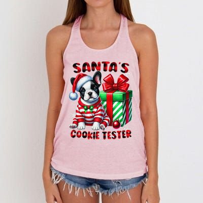 Frenchie Santa Hat & Christmas Lights Cute French Bulldog Women's Knotted Racerback Tank