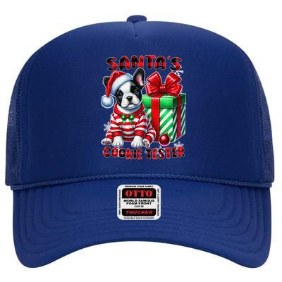 Frenchie Santa Hat & Christmas Lights Cute French Bulldog High Crown Mesh Back Trucker Hat