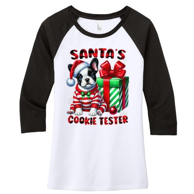 Frenchie Santa Hat & Christmas Lights Cute French Bulldog Women's Tri-Blend 3/4-Sleeve Raglan Shirt