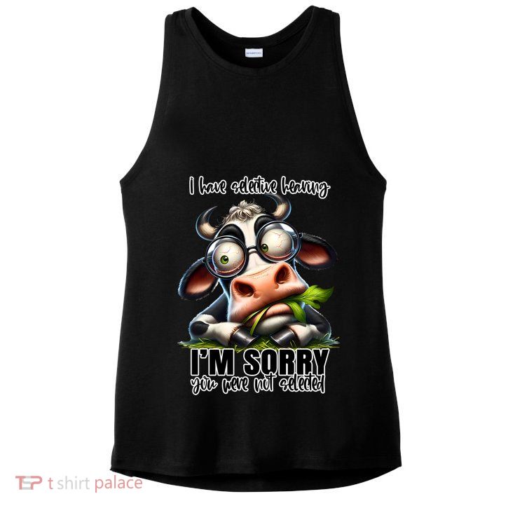 Funny Selective Hearing Sarcastic Cow Ladies PosiCharge Tri-Blend Wicking Tank